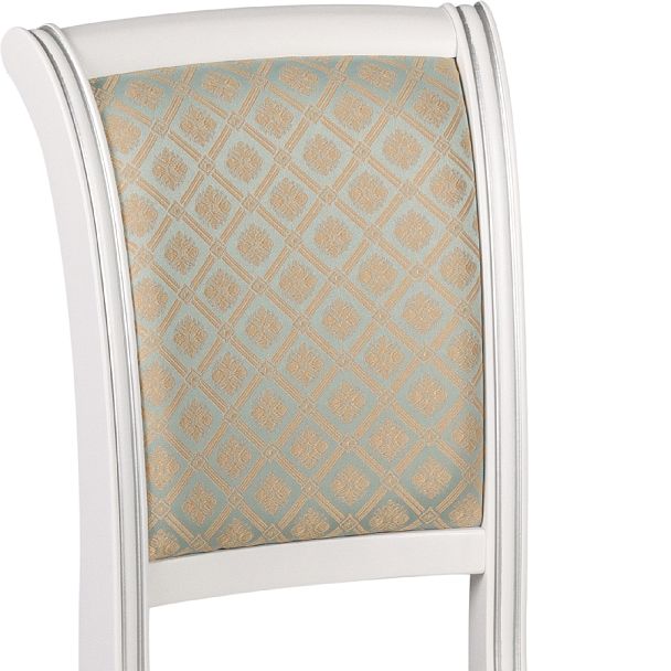 Комплект деревянных стульев с мягким сиденьем Арктос Белый с серебряной патиной/Бирюзовый жаккард, 4 шт. - Вид 8