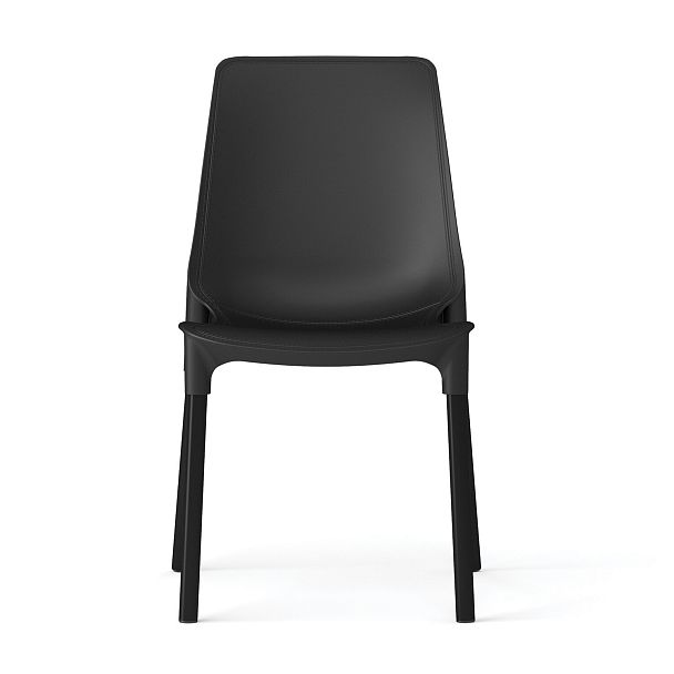 Стул для столовых, кафе, дома SHT-S75, черный металлический каркас, пластик черный, стопируемый - Вид 4
