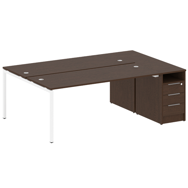 Metal System Quattro Р. ст. с тумбой на П-образном м/к 40БП.РС-СТП-2.5 Венге/Белый металл 2212*1475*750 - Вид 1