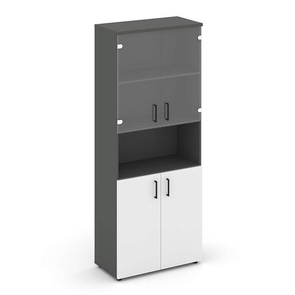 Style Project Шкаф высокий широкий SN.STS.E-105 Антрацит/Антрацит/Белый/Черный Ручки 796*400*1982 - Вид 1