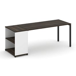 Concept Стол рабочий с опорным стеллажом CN.SP-204 Дуб Мали/Белый Бриллиант/Металл Черный 2000*720*750 - Фото предпросмотра