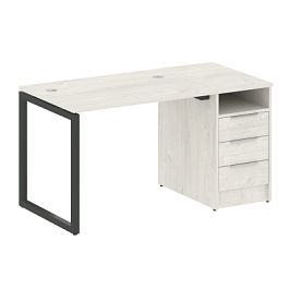 Metal System Quattro Р. ст. с тумбой на О-образном м/к 40БО.РС-СТП-1.1 Дуб наварра/Антрацит металл 1412*720*750 - Фото предпросмотра