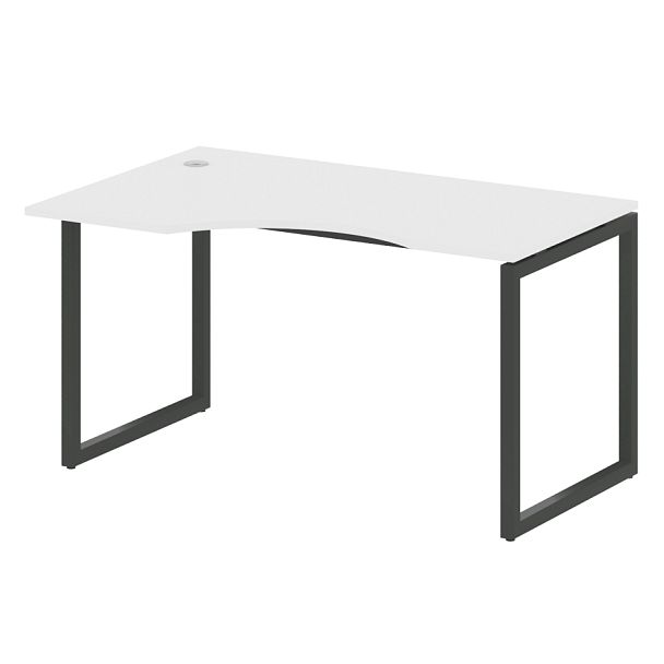 Metal System Quattro Стол криволинейный левый на О-образном м/к 40БО.СА-2 (L) Белый/Антрацит металл 1400*900*750 - Вид 1