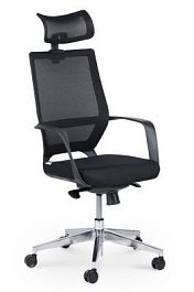 Кресло офисное / Варио LB / черный пластик / черная сетка / черная ткань - Фото предпросмотра