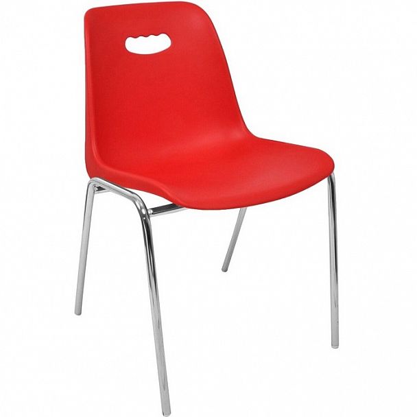 Стул Venezia (4 ножки) каркас хром, красный, стопируемый - Вид 1