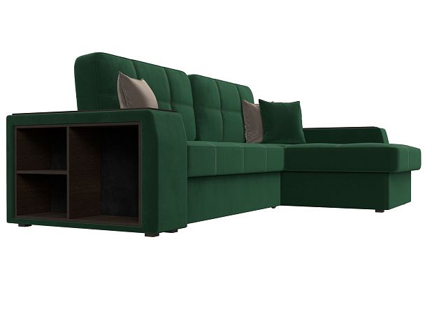 Угловой диван Брюссель правый (полностью велюр зеленый) - Вид 3