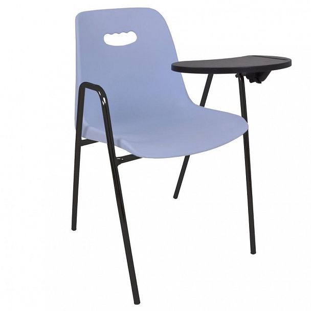 Стул Venezia (4 высокие ножки с подлокотниками + столик TLT), каркас черный, голубой - Вид 1