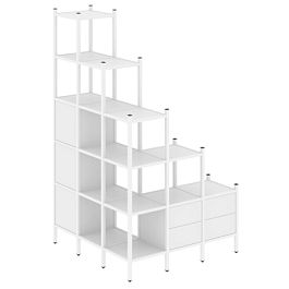 Loft Угловой внешний стеллаж наборный VR.L-59 Белый бриллиант/Белый металл 1278*1278*2280 - Фото предпросмотра