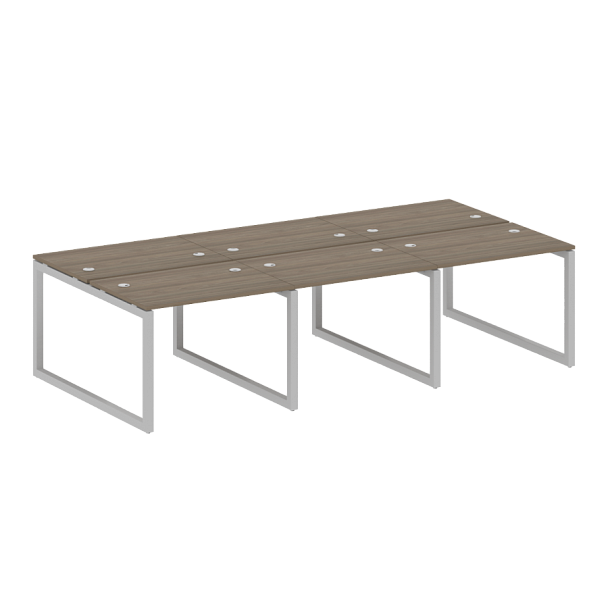 Metal System Quattro Р. ст. на 6 раб. места на О-образном м/к 50БО.СМ-6.1 Вяз/Серый металл 3000*1475*750 - Вид 1