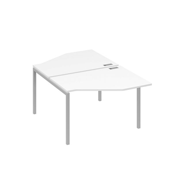 Рабочая станция каркас DUE (2х120) с эргономичными столами Техно A4 А4 Б2 186 БП белый премиум / металлокаркас серый - Вид 1
