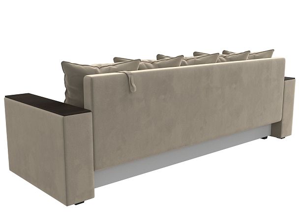 Диван прямой Дубай Лайт полки слева (полностью микровельвет бежевый) - Вид 6
