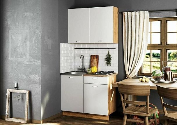 кухня Дана 1,0 дуб крафт золотой/белый - Вид 4