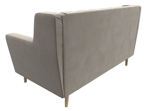 Прямой диван Брайтон 2 Люкс (полностью микровельвет бежевый) - Вид 6