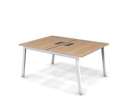 MATRIX 121S203-A Стол прямой двойной, пров-ик Merida (А-опоры) 1180х1590х775 Швейцарский вяз/Белый - Фото предпросмотра