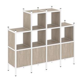 Loft Прямой стеллаж наборный VR.L-16 Дуб аттик/Белый металл 1694*446*1458 - Фото предпросмотра