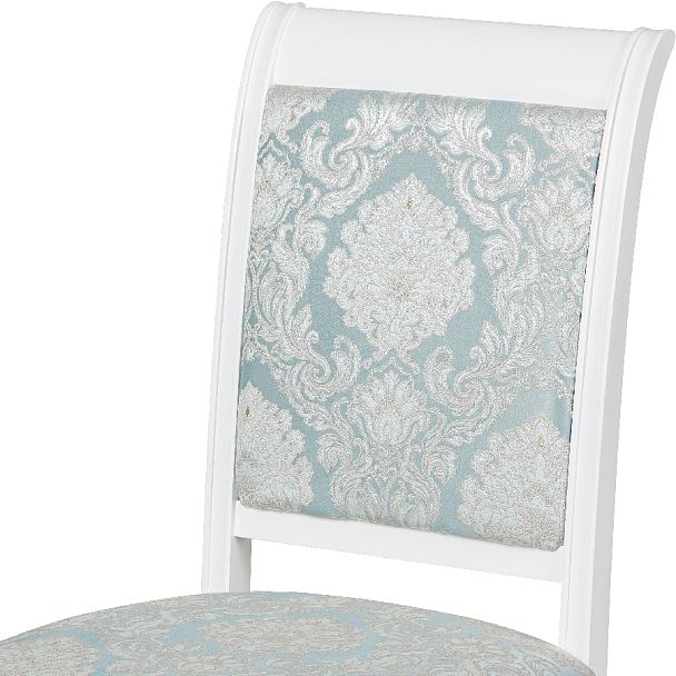 Стул деревянный с мягким сиденьем Бармс Белая эмаль/Бирюзовый жаккард - Вид 6