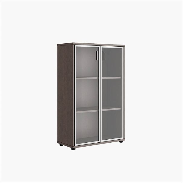 Шкаф средний со стеклом Trend 77,6x36x122,8 тёмный дуб - Вид 1