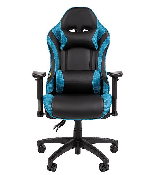 Кресло CHAIRMAN CH43, экокожа, черный/бирюзовый - Вид 2