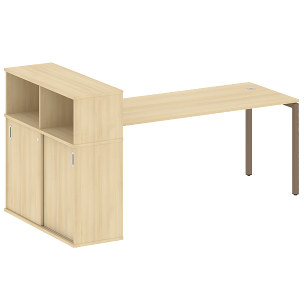 Metal System Quattro Стол письменный с шкафом-купе на П-образном м/к 40БП.РС-СШК-3.5 Т Акация/Мокко металл 2210*1120*1098 - Вид 1