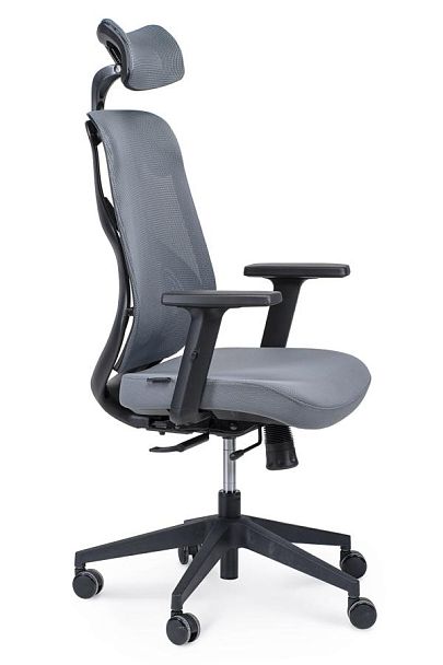 Кресло офисное / Имидж / черный пластик / серая сетка / серая ткань - Вид 1