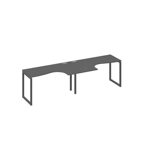 Станция столы 2х140 Классика эргономичные опоры QUATTRO A4 А4 Б4 033-2 БП антрацит премиум / металлокаркас антрацит - Вид 1