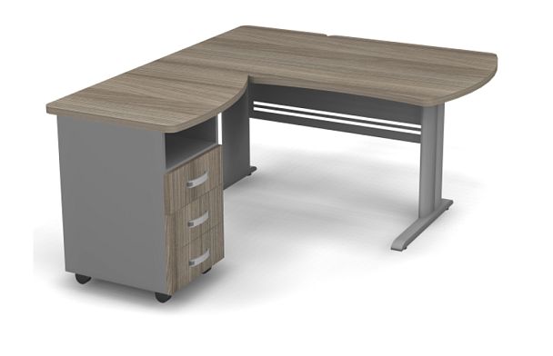 Стол угловой на металлокаркасе L,R 1400 Берлин Дрифтвуд/Серый УРМ.М 140 L\R - Вид 1