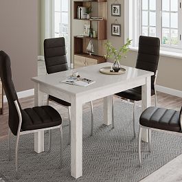 Стол обеденный Бостон-1 (750х1100х690) дуб крафт белый/белый гранит - Фото предпросмотра