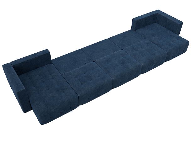 Диван П-образный Лига-052 НПБ МегаЛонг Велюр синий - Вид 10