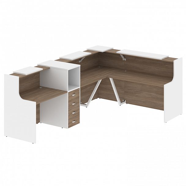 Ресепшн Г-образный "Onix" O.R-K-30 дуб аризона/белый - Вид 1