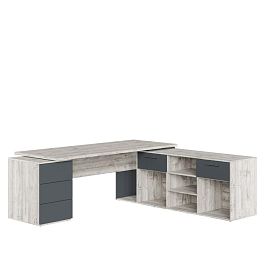 Стол письменный на креденции и тумбе Zion Light 218x205x75 дуб нордик - Фото предпросмотра