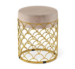 Пуф SHT-B13 латте/золото - Фото предпросмотра