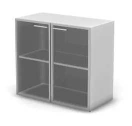 RAC088 ACCORD Шкаф низкий, широкий, прозрачное стекло 898х448х814 Прозрачное стекло/Серый камень - Фото предпросмотра