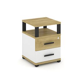 Concept Тумба приставная 2 ящ. с надставкой CN.TUP-002 W Дуб Винченцо/Белый Бриллиант/Металл Черный 420*420*583 - Фото предпросмотра