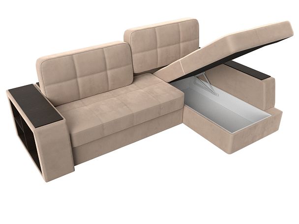 Угловой диван Брюссель правый (полностью велюр бежевый) - Вид 7