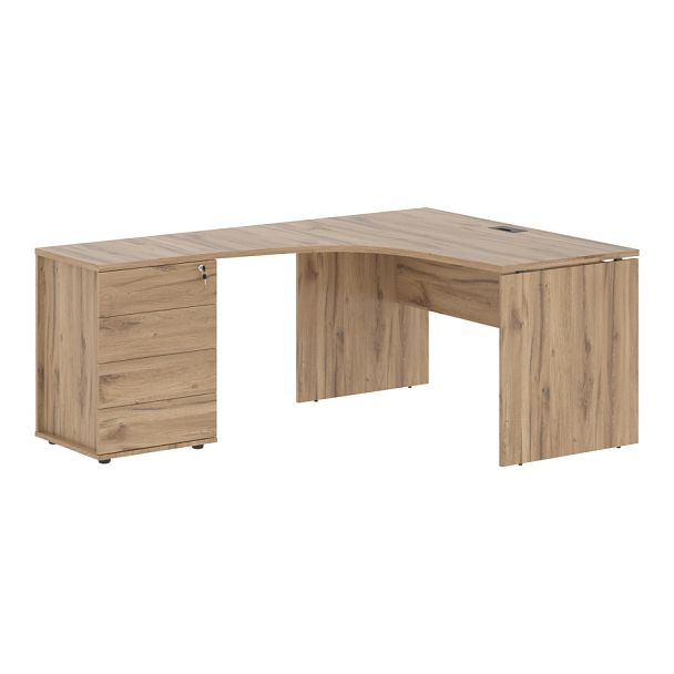 Стол эргономичный с тумбой EDCET 1318(L) Дуб Денвер светлый/Мокко 1360х1880х750 EDIS - Вид 1