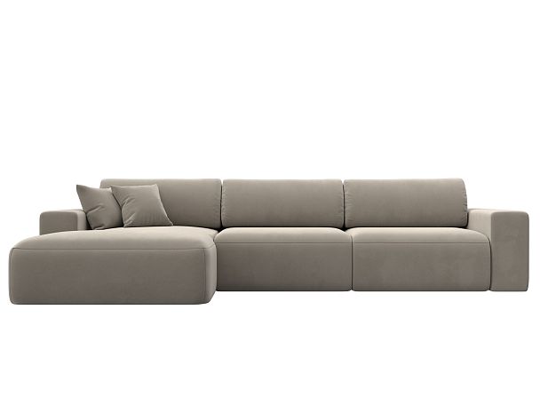 Диван угловой Лига-036 Классик Лонг левый угол Микровельвет бежевый - Вид 2