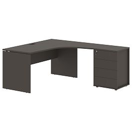 Стол эргономичный с тумбой EDCET 1518(R) Мокко/Черный 1560х1880х750 EDIS - Фото предпросмотра