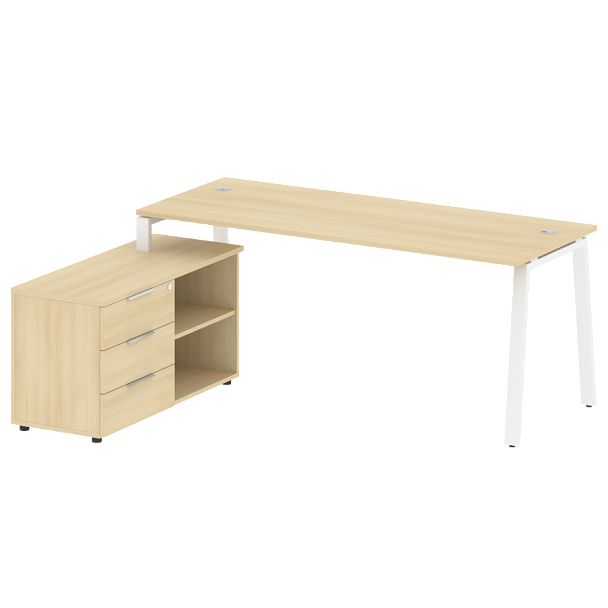 Metal System Р. ст. с тумбой на А-образном м/к БА.РС-СТС-2.5 (L) Акация/Белый металл 1900*1520*750 - Вид 1