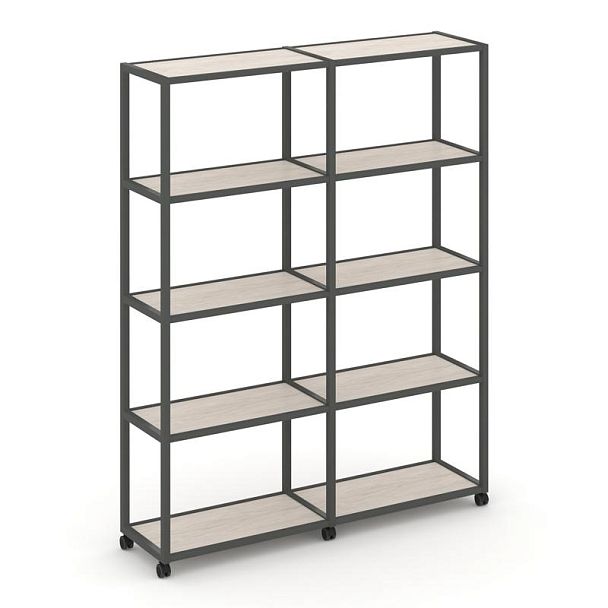 Shelf Mobile Стеллаж 5 уровней 2 секции VR.LT-STK-511.12 Денвер Светлый/Металл Антрацит 2370*400*2000 - Вид 1