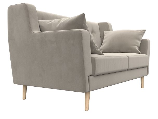 Прямой диван Брайтон 2 (полностью микровельвет бежевый) - Вид 3