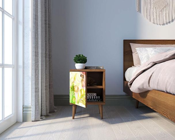 Тумбочка Berber с дверкой 29 принт арт BB21/Print_29, разноцветная - Вид 2