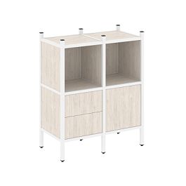 Loft Прямой стеллаж наборный VR.L-02 Денвер светлый/Белый металл 862*446*1047 - Фото предпросмотра