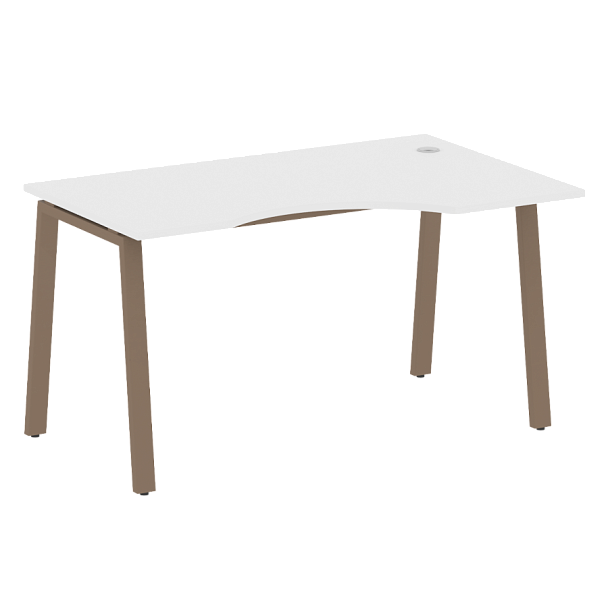 Metal System Стол криволинейный правый на А-образном м/к БА.СА-2 (R) Белый/Мокко металл 1400*900*750 - Вид 1