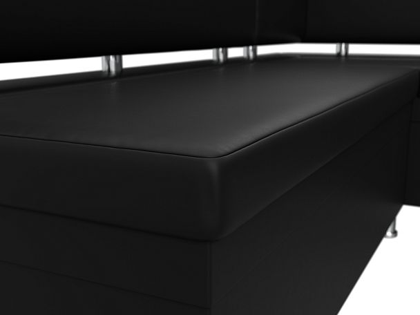 Кухонный уголок Стайл правый (полностью экокожа черная) - Вид 4