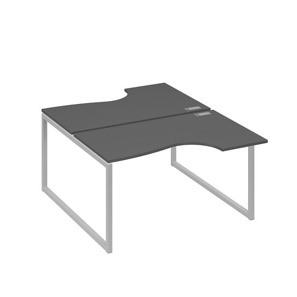 Рабочая станция каркас QUATTRO (2х140) столы Классика A4 А4 Б4 184 БП антрацит премиум / металлокаркас серый - Вид 1