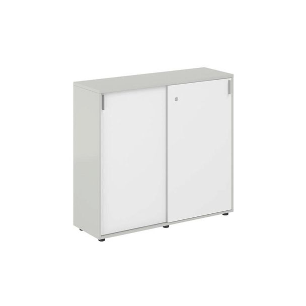 Шкаф купе 1238х400х1125 средний, с замком / корпус цвет: серый бархат, фасады: белый Сигма / Sigma - Вид 1