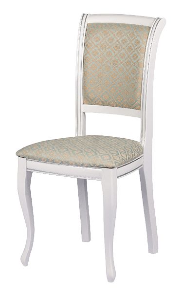 Обеденная группа стол Арей 140(180)х80х76 Белый с серебряной патиной и 4 стула Арктос Белый с серебряной патиной/Бирюзовый жаккард - Вид 7