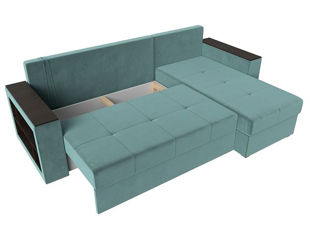 Диван угловой Дубай Лайт угол правый (полностью велюр бирюзовый) - Вид 8