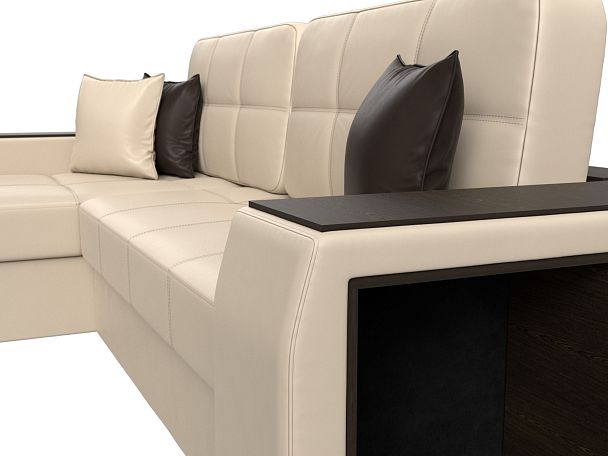 Угловой диван Брюссель левый (полностью экокожа бежевая) - Вид 4