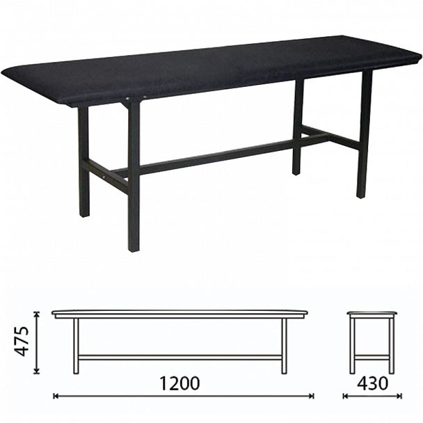 Банкетка без спинки "Берта", 1200х430х475 мм, усиленная, черный каркас, кожзам черный, разборная - Вид 2
